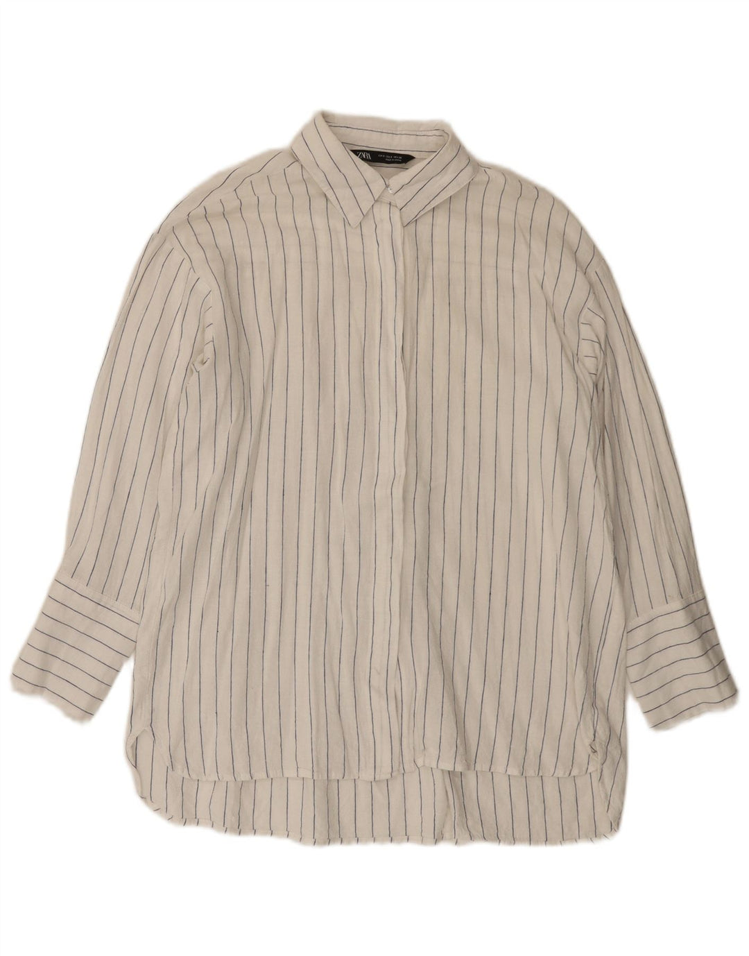 Camicia oversize lunga da donna Zara UK 10 piccolo gessato bianco