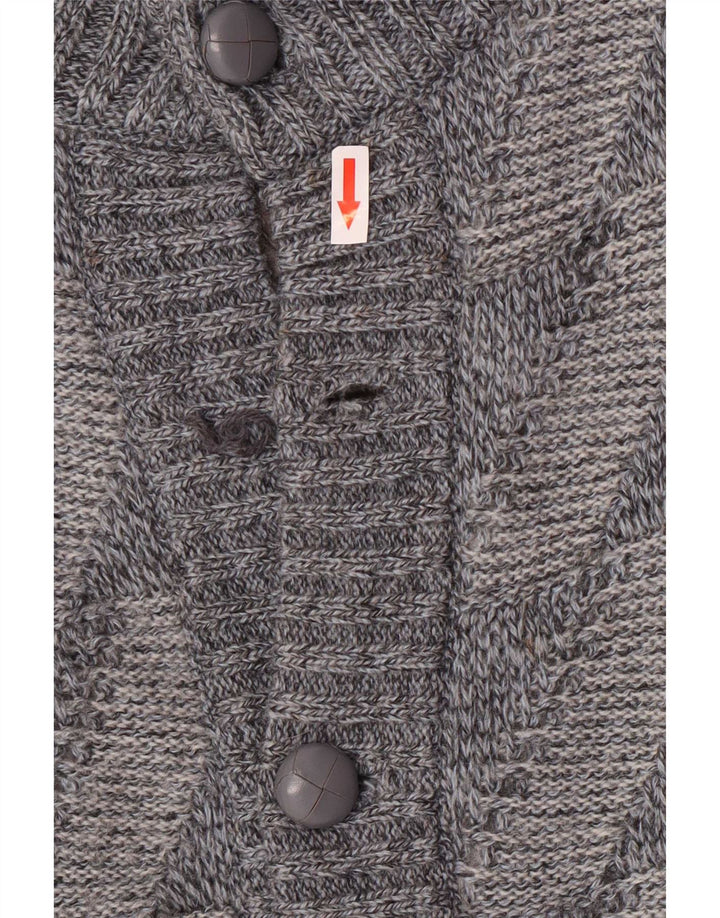 Maglione cardigan da uomo vintage grande geometrico blu
