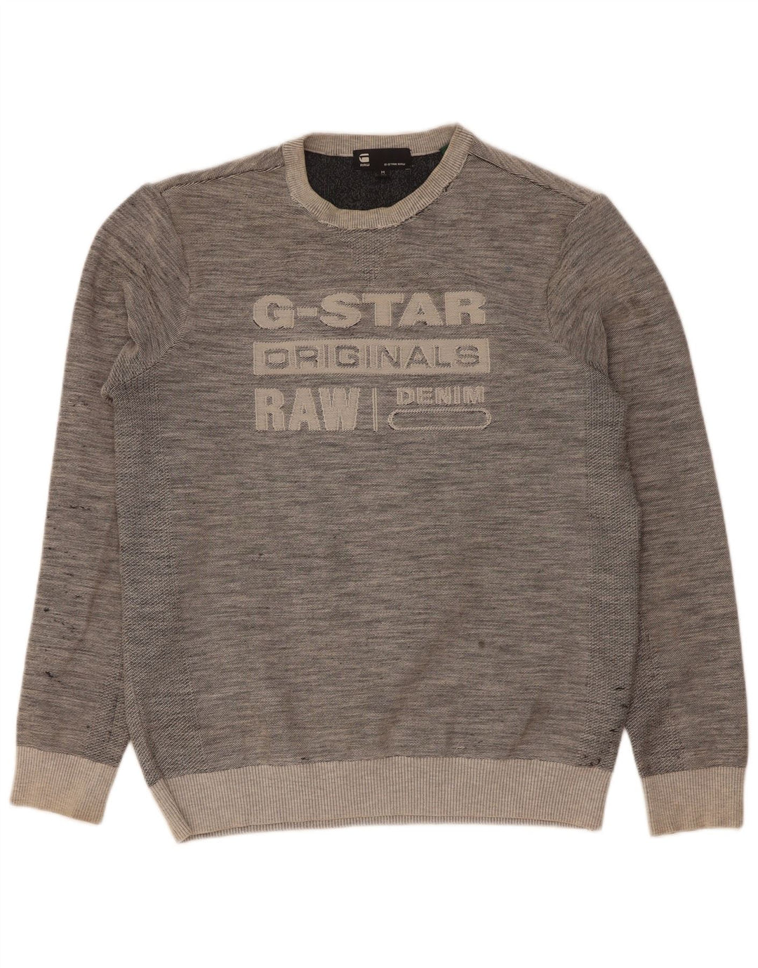 Felpa grafica da uomo G-Star Maglione in cotone chiazzato grigio medio