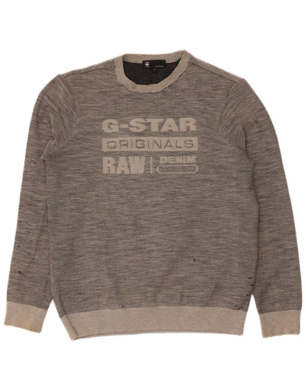 Felpa grafica da uomo G-Star Maglione in cotone chiazzato grigio medio