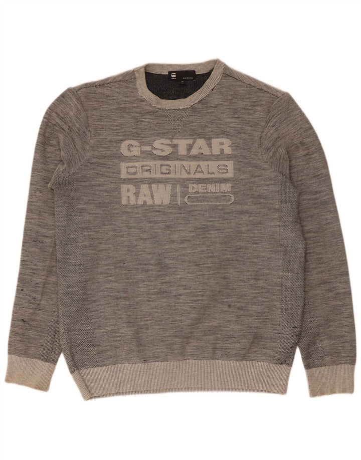 Felpa grafica da uomo G-Star Maglione in cotone chiazzato grigio medio