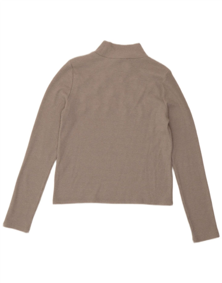 Top corto da donna Zara a maniche lunghe UK 14 grande poliestere grigio