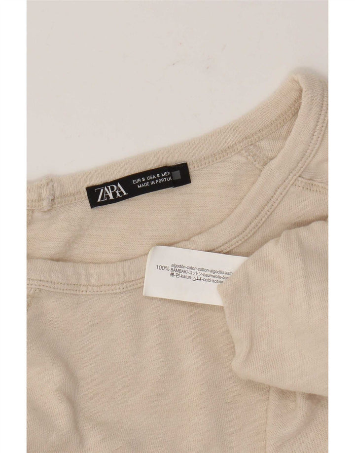 Top Zara da uomo a maniche lunghe piccolo in cotone beige