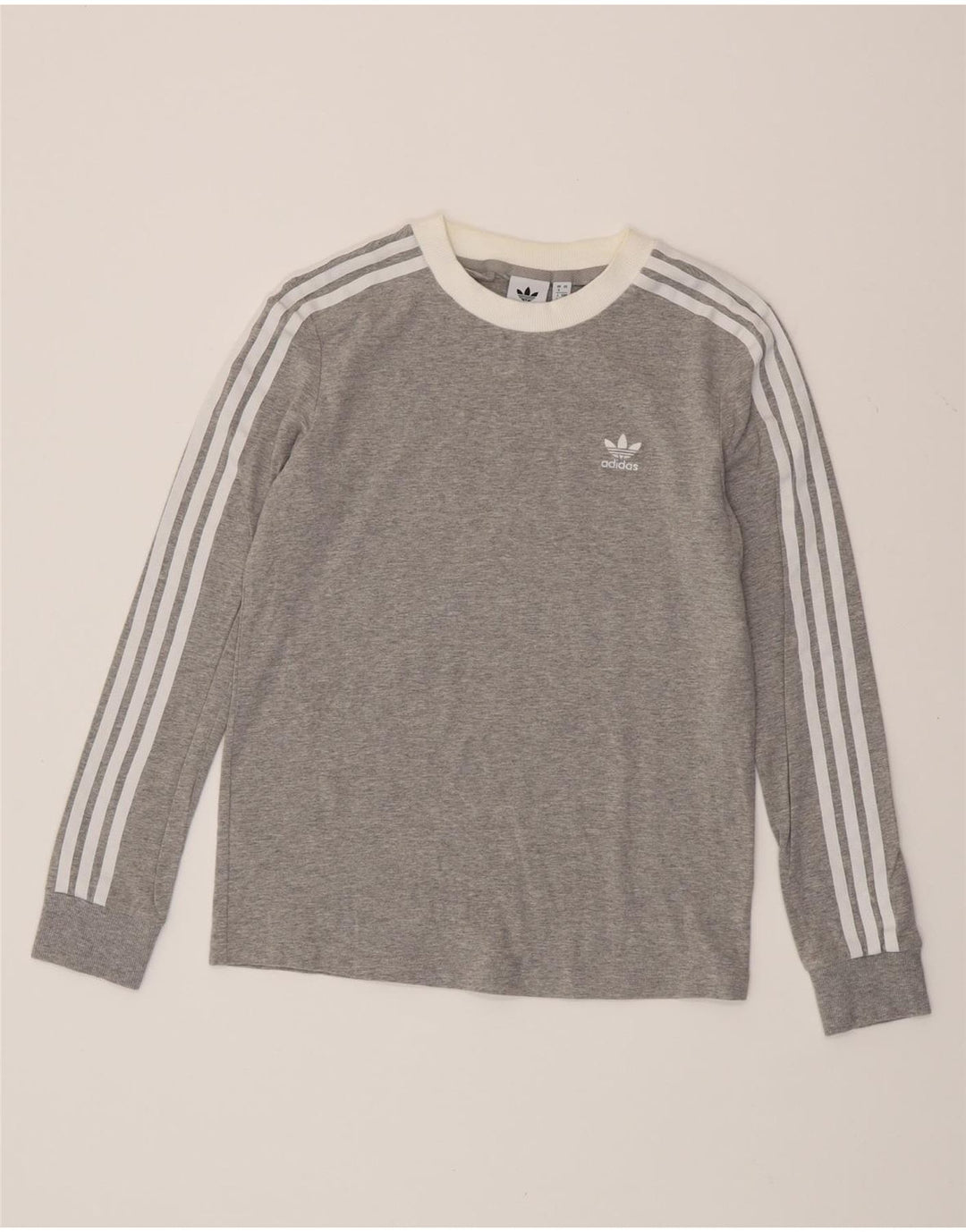 Top ADIDAS da donna a maniche lunghe UK 8 piccolo cotone chiazzato grigio