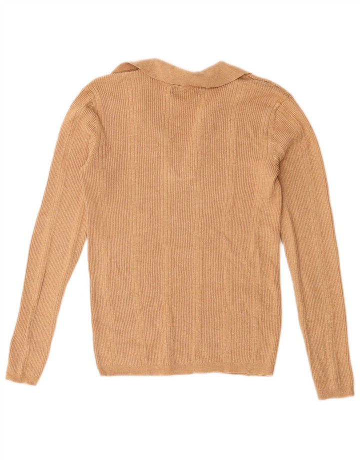 Maglione maglione oversize con collo a polo da donna Marks & Spencer UK 10 piccolo Beige