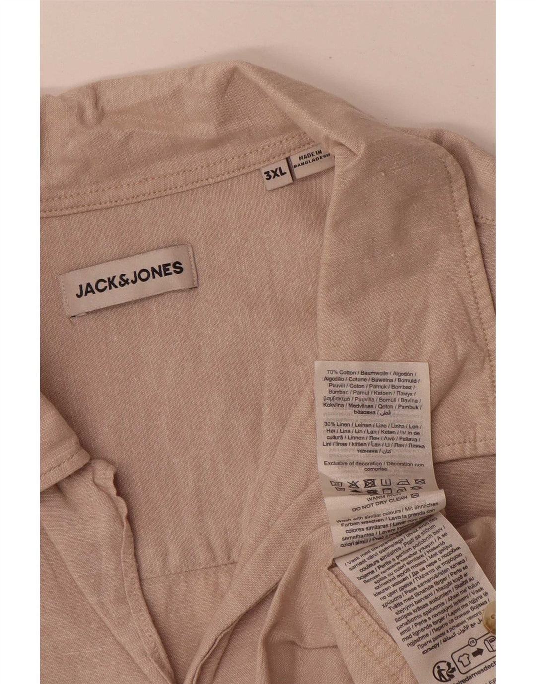 Camicia a maniche corte da uomo Jack & Jones 3XL cotone beige