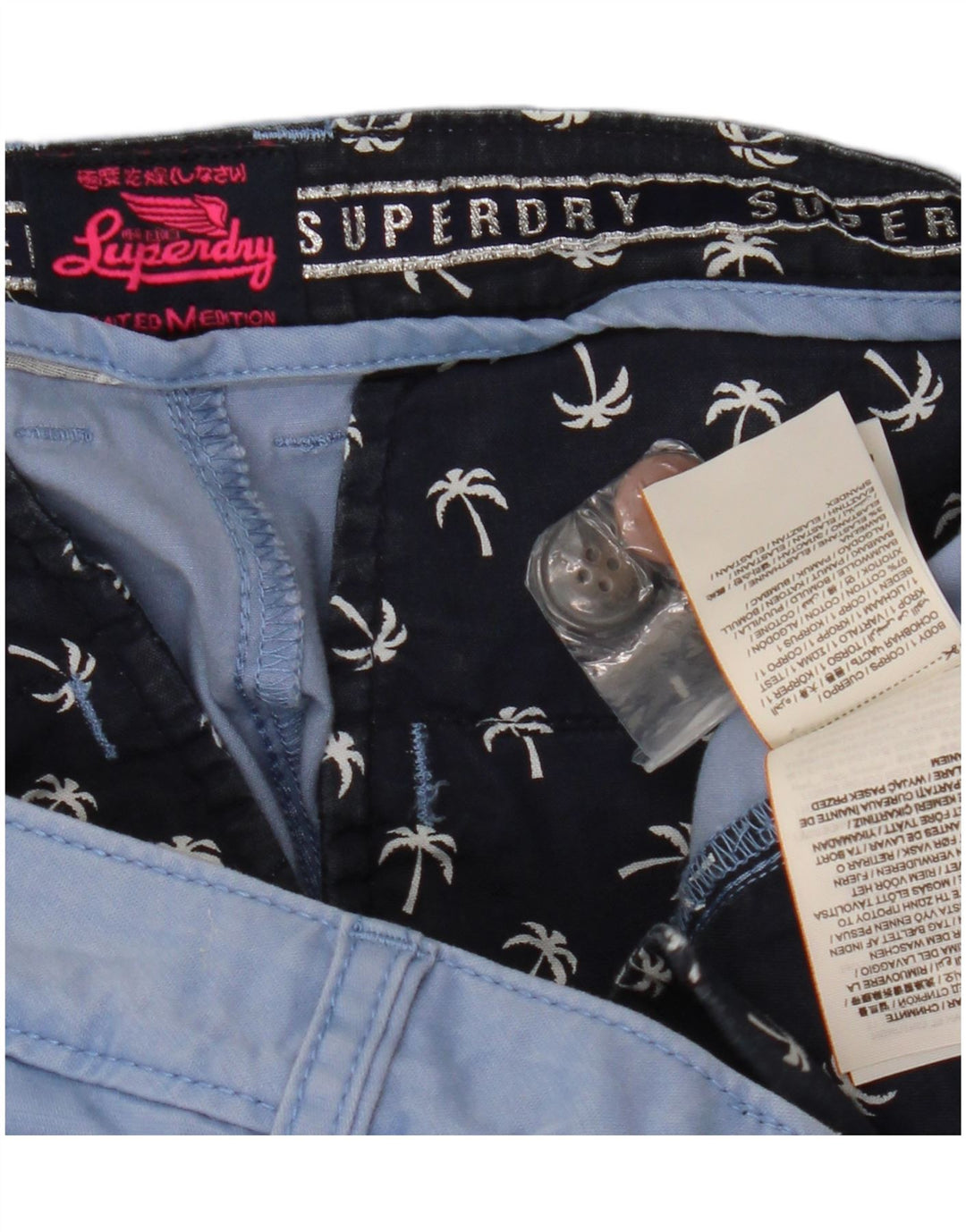 Pantaloncini chino da donna SUPERDRY W34 grande cotone blu