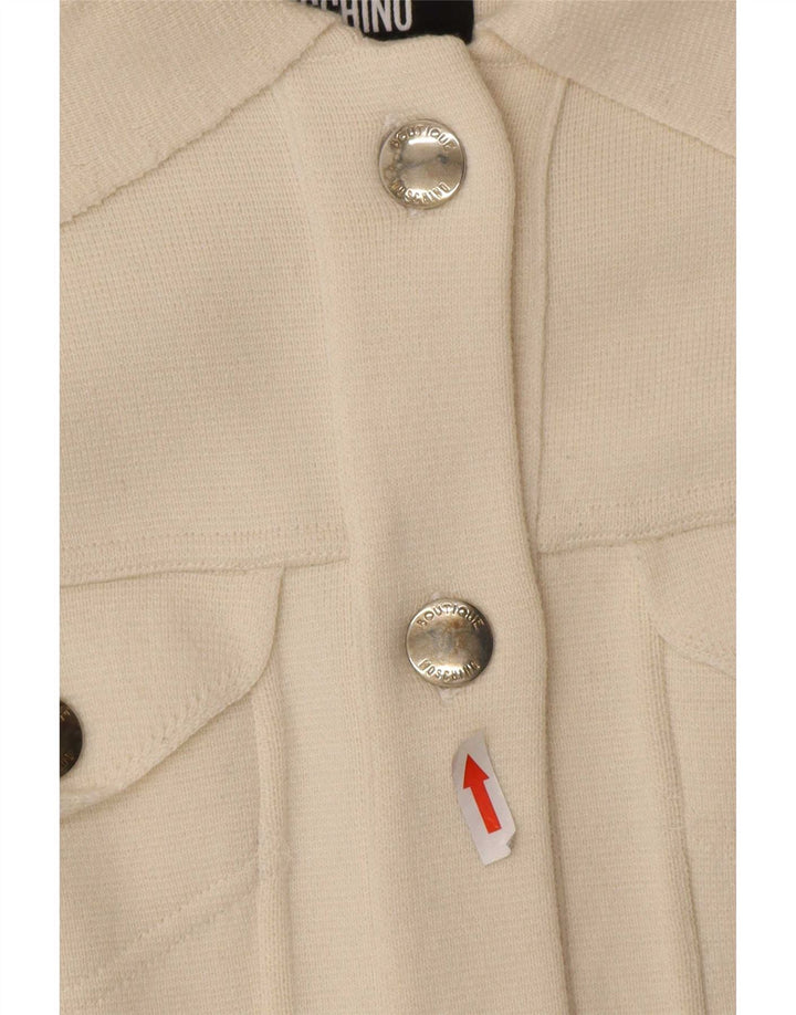 Maglione cardigan da donna Moschino UK 8 Small Off White Wool