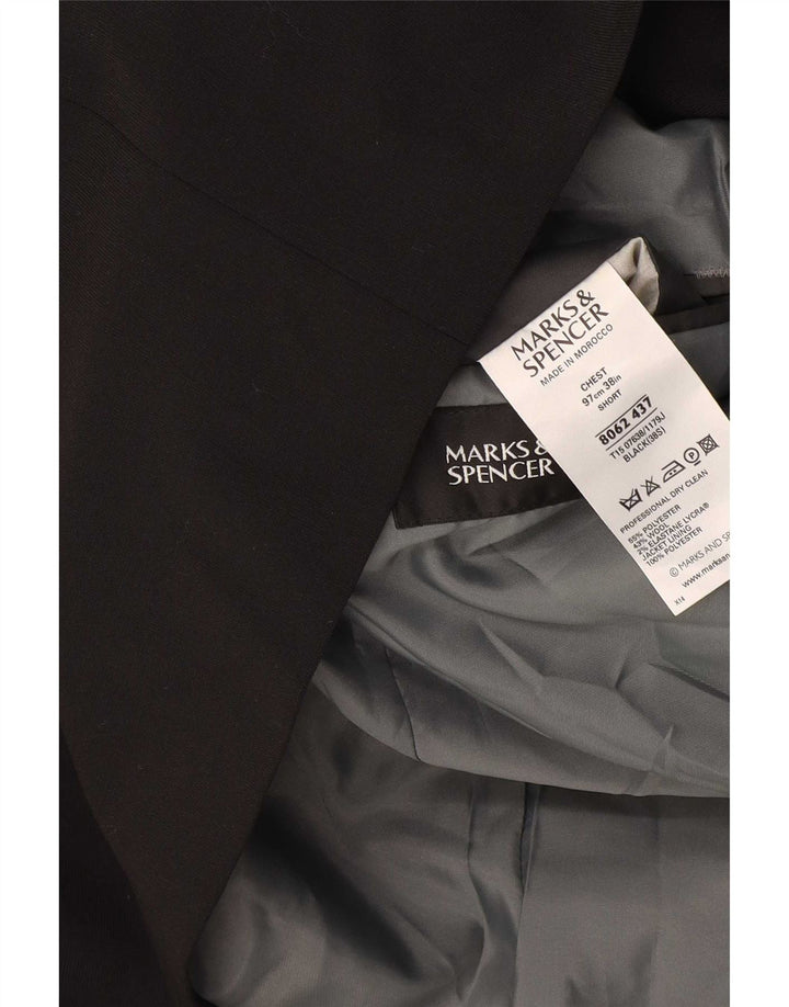 Giacca blazer corta da uomo a 3 bottoni Marks & Spencer UK 38 media nera