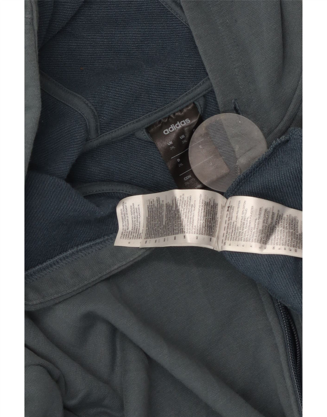 Maglione con cappuccio e zip grafica da uomo ADIDAS 2XL in cotone blu