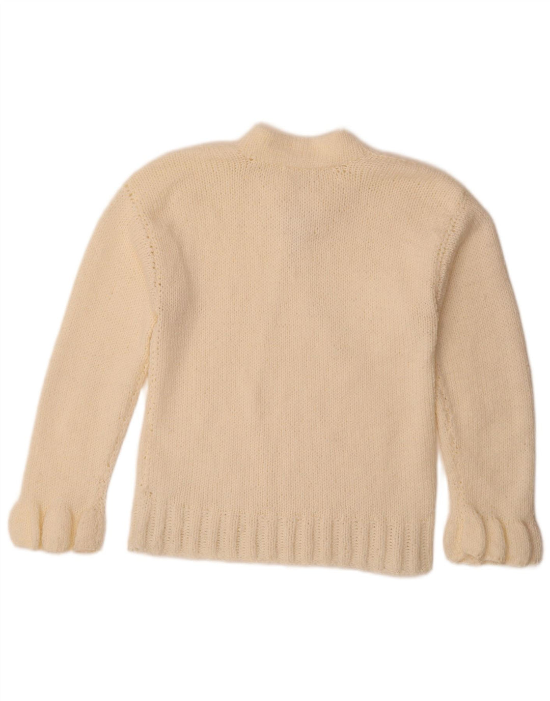 Maglione maglione vintage da donna con collo dolcevita UK 12 medio bianco sporco