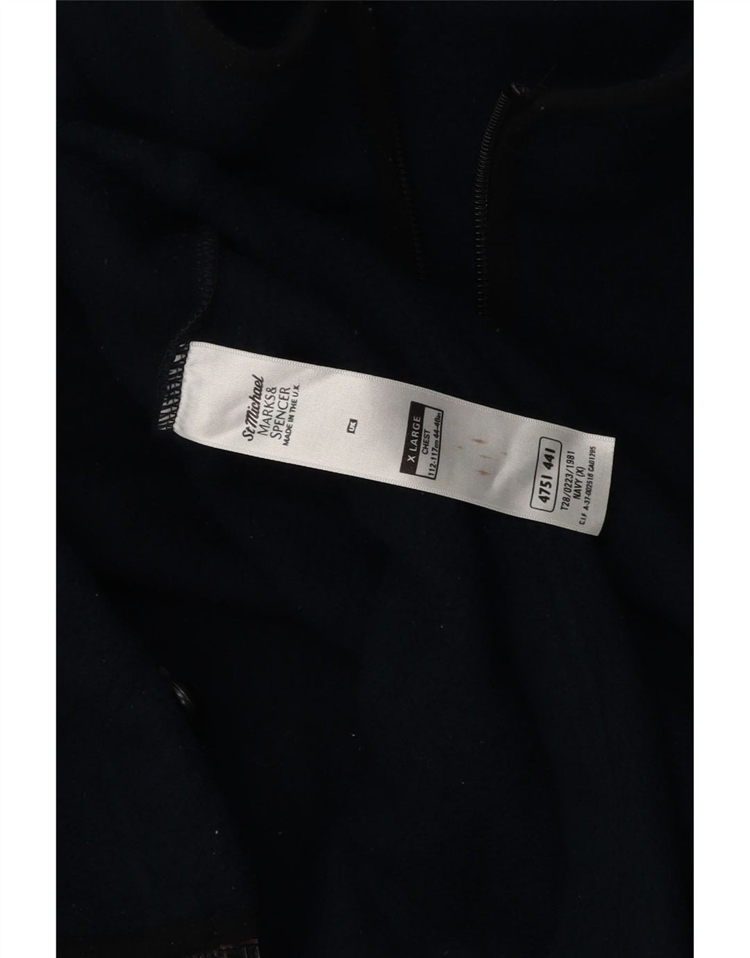 MARKS & SPENCER Giacca in pile da uomo UK 42 XL Poliestere blu navy