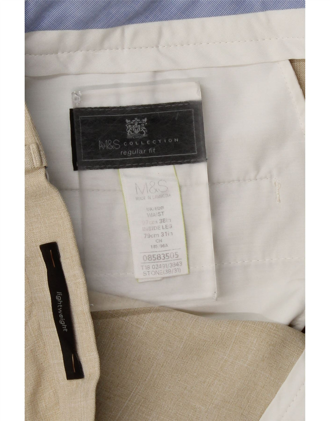 Pantaloni da abito dritti Regular Fit Marks & Spencer da uomo W38 L31 a quadri beige