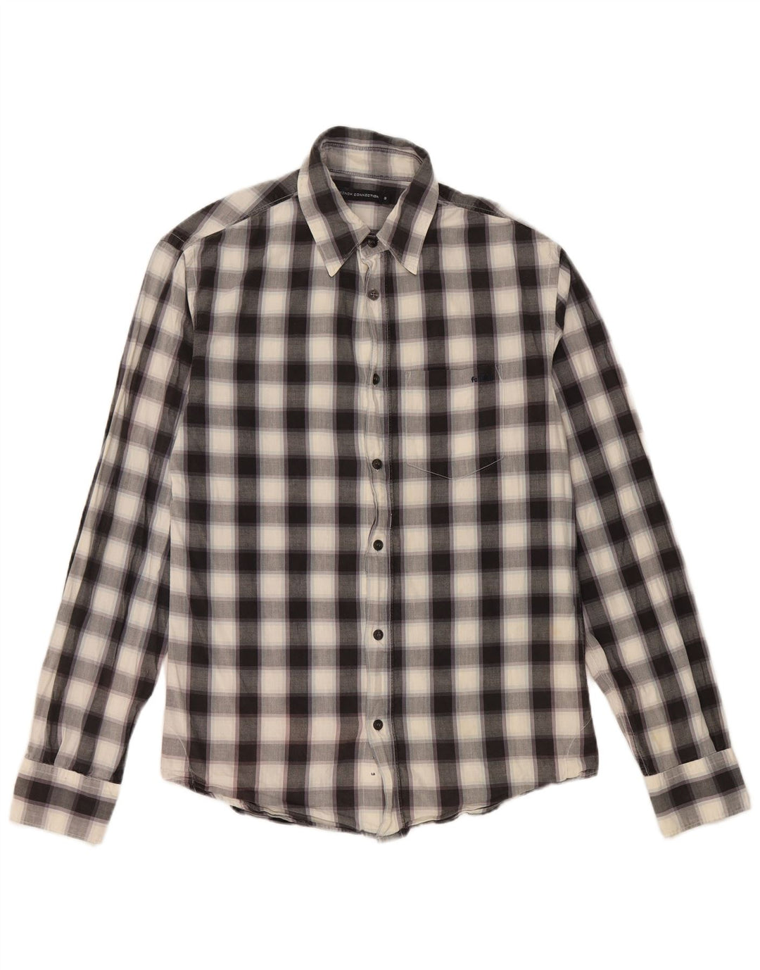 Camicia da uomo French Connection piccola in cotone a quadri neri