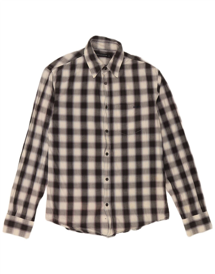 Camicia da uomo French Connection piccola in cotone a quadri neri