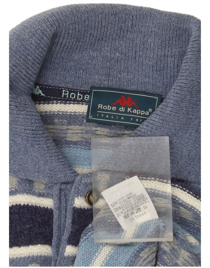 Maglione Kappa da uomo con collo alto, maglione a righe grandi, in lana blu