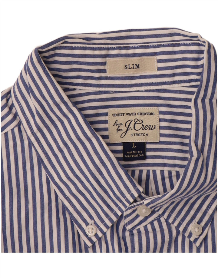 J. CREW Camicia slim da uomo grande cotone gessato blu navy