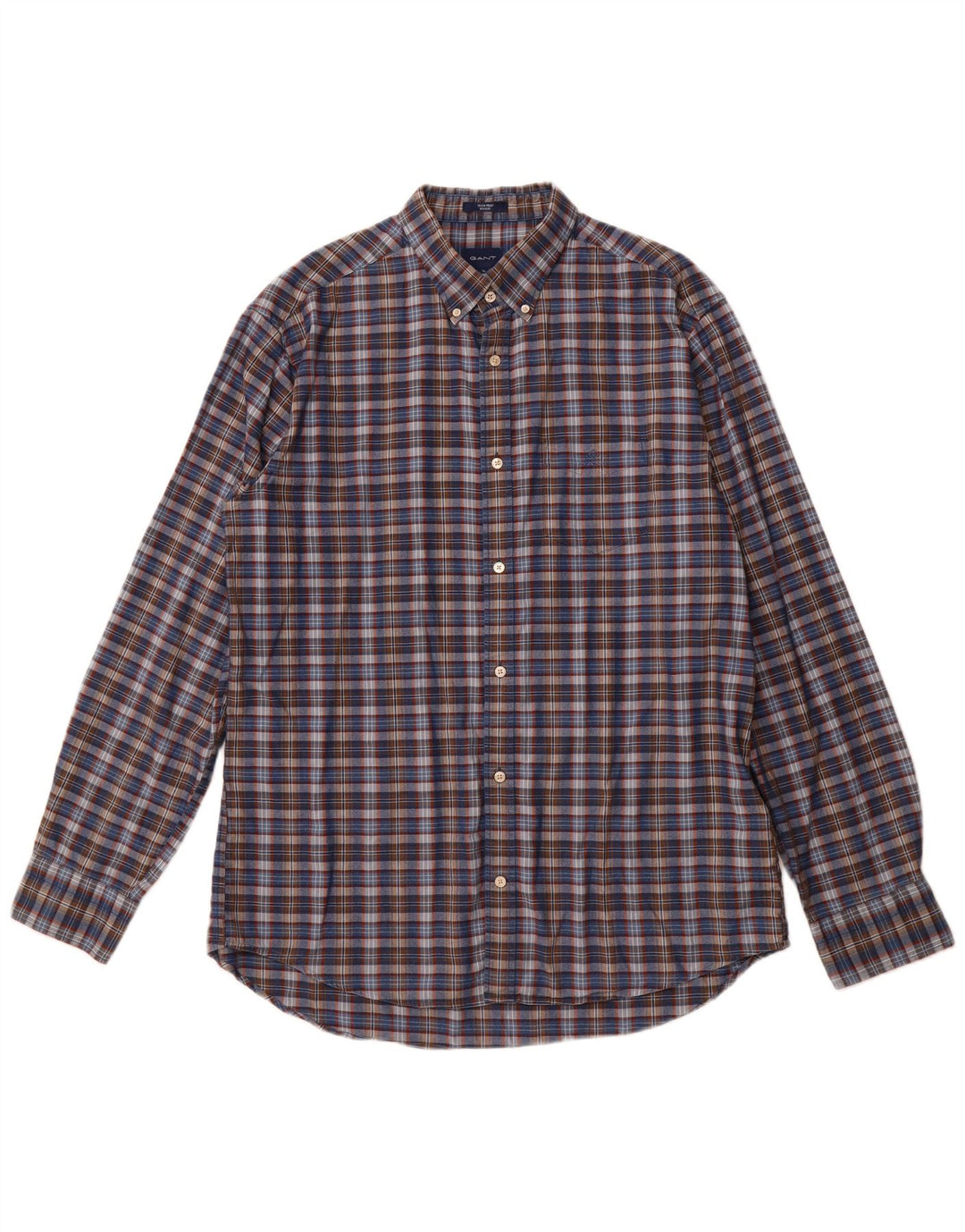 GANT Camicia da uomo vestibilità regolare taglia 43/44 17 1/2 XL Cotone a quadri blu navy