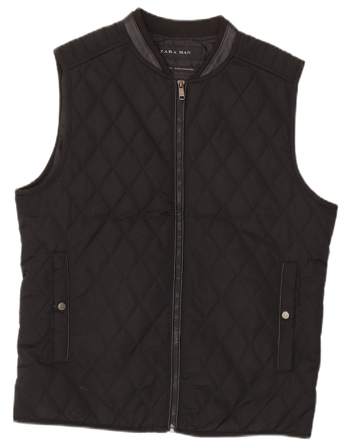 Gilet trapuntato da uomo Zara UK 38 medio nero poliestere