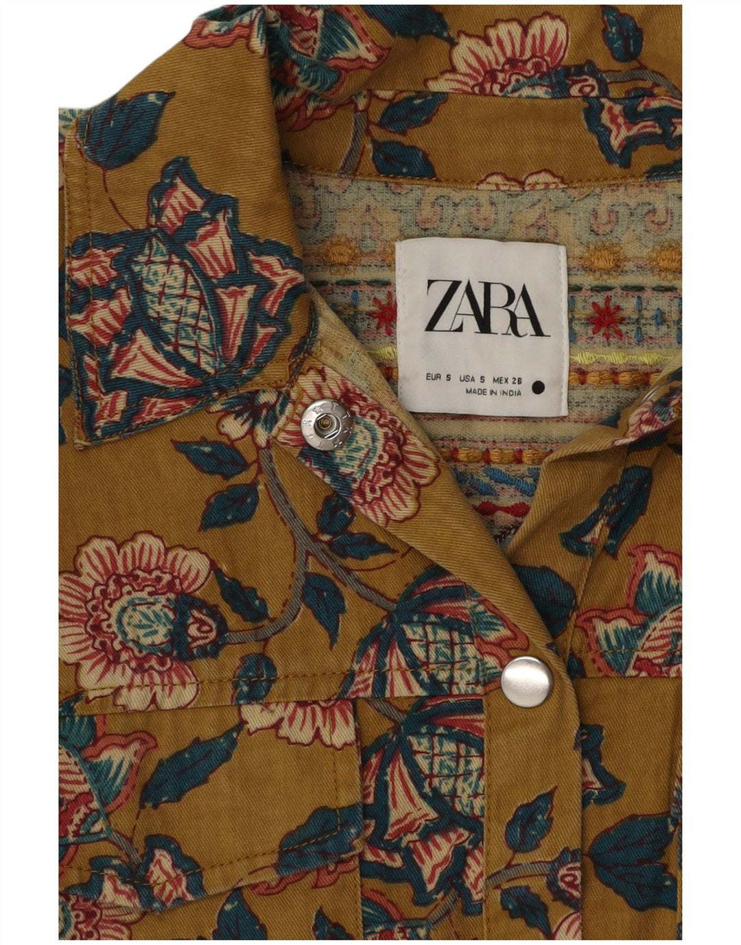 Camicia oversize da donna Zara UK 10 Small Khaki Floral