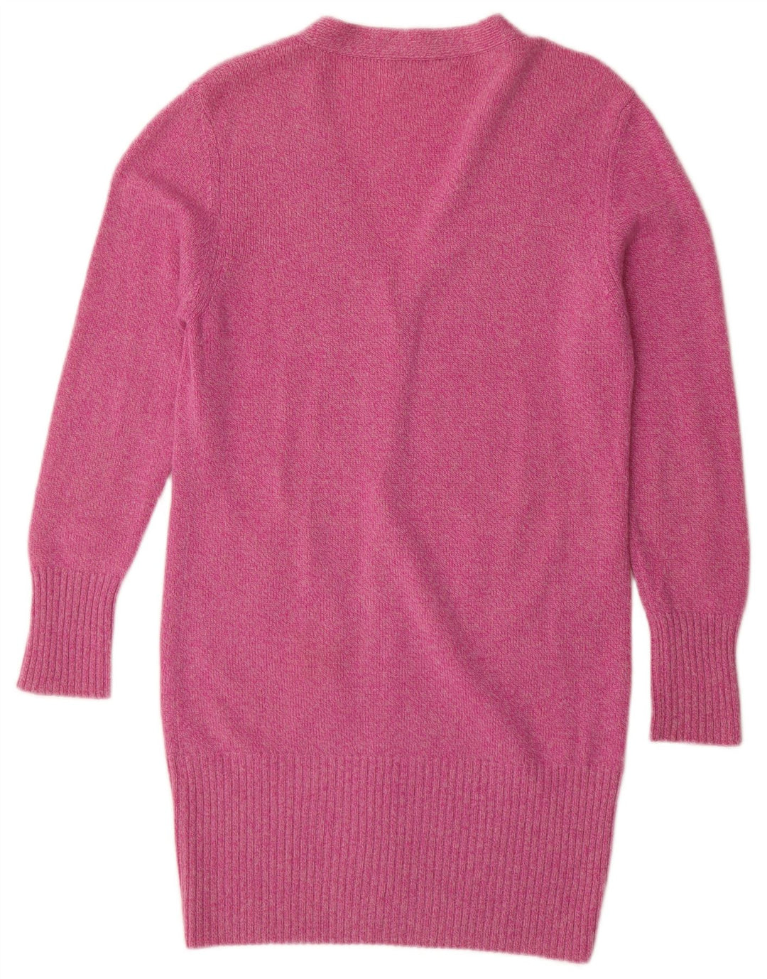 Maglione cardigan lungo da donna Andre Maurice UK 14 Cashmere rosa medio
