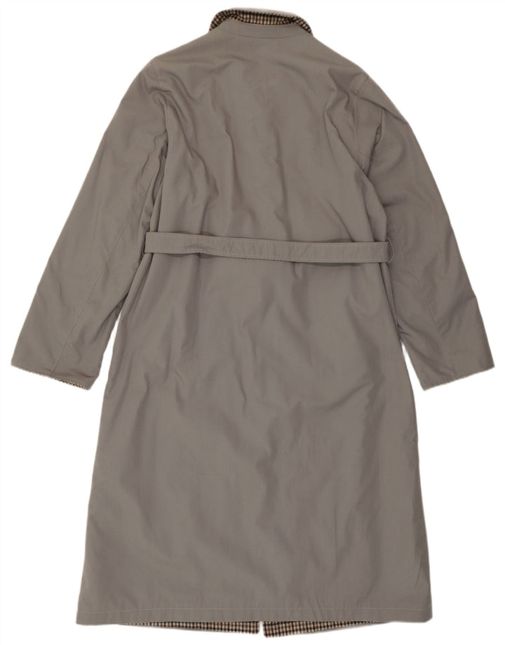 Cappotto reversibile reversibile vintage da donna IT 46 piccolo quadretto grigio