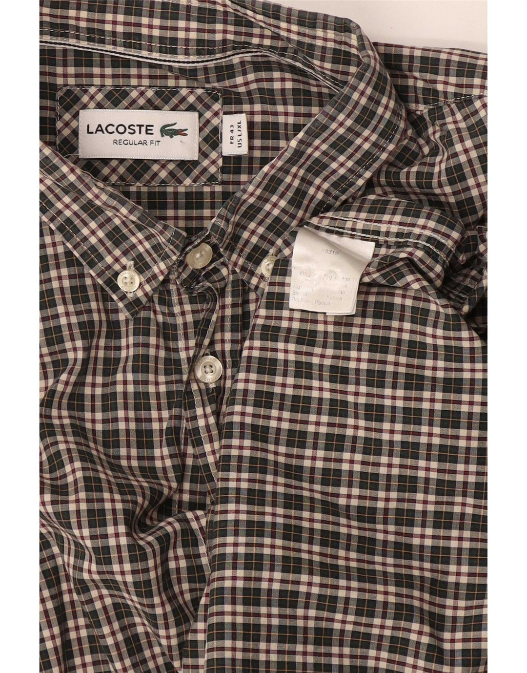 Camicia Lacoste da uomo vestibilità regolare taglia 43 cotone a quadri verdi grandi