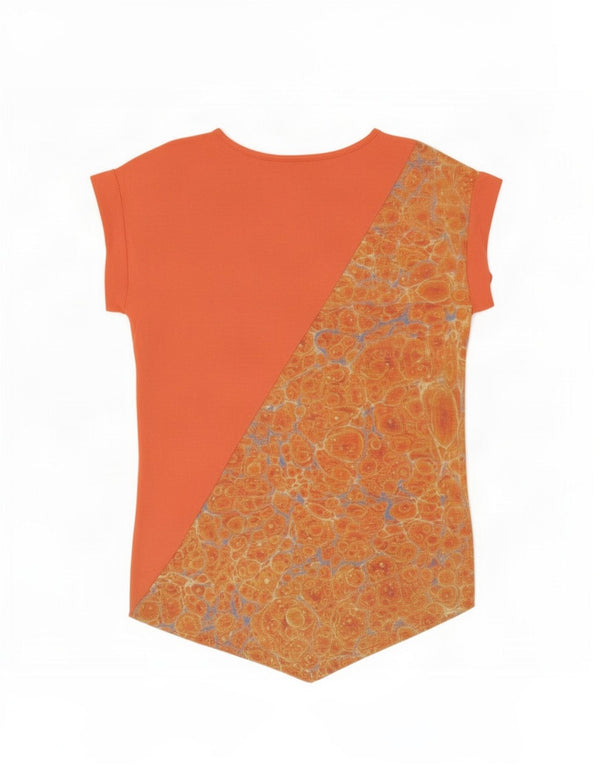 Desigual Womens Abstract Pattern Tunica asimmetrica Top UK 14 Arancione medio