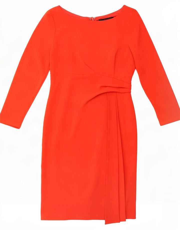 Abito tubino a maniche lunghe da donna Coast UK 12 triacetato rosso medio