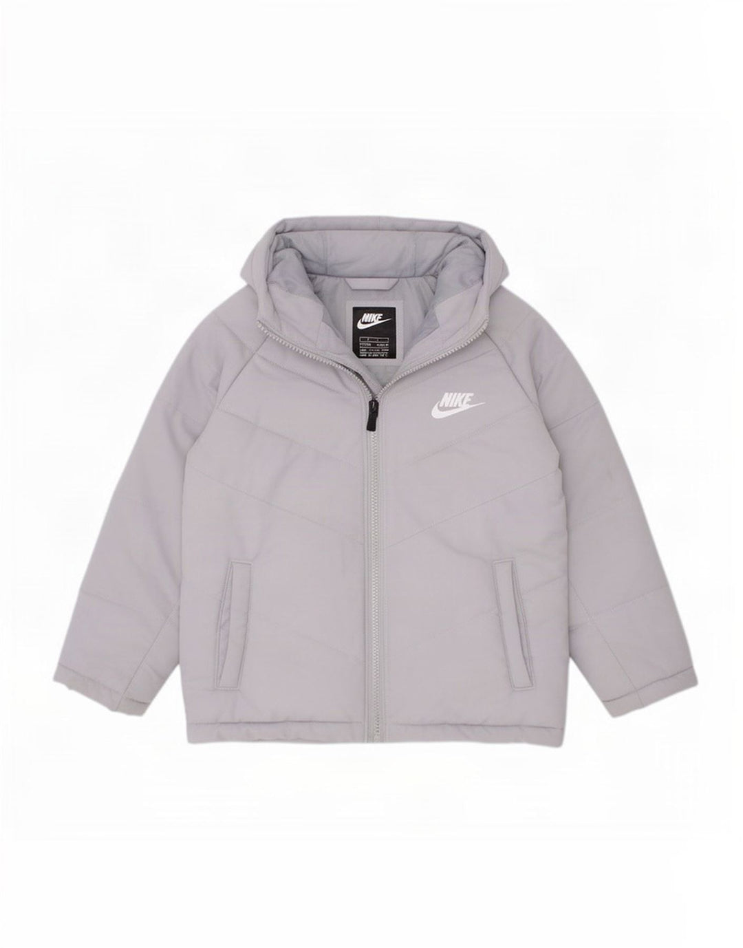 Giacca imbottita con cappuccio Nike da ragazzo 5-6 anni in poliestere grigio medio