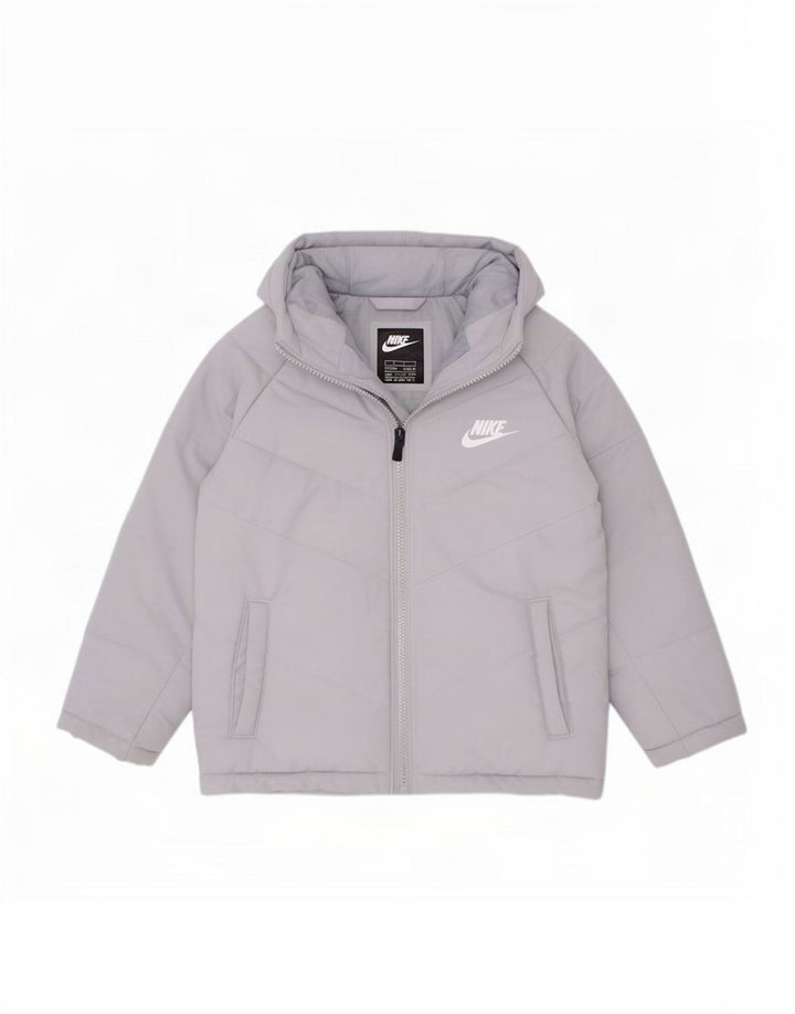 Giacca imbottita con cappuccio Nike da ragazzo 5-6 anni in poliestere grigio medio