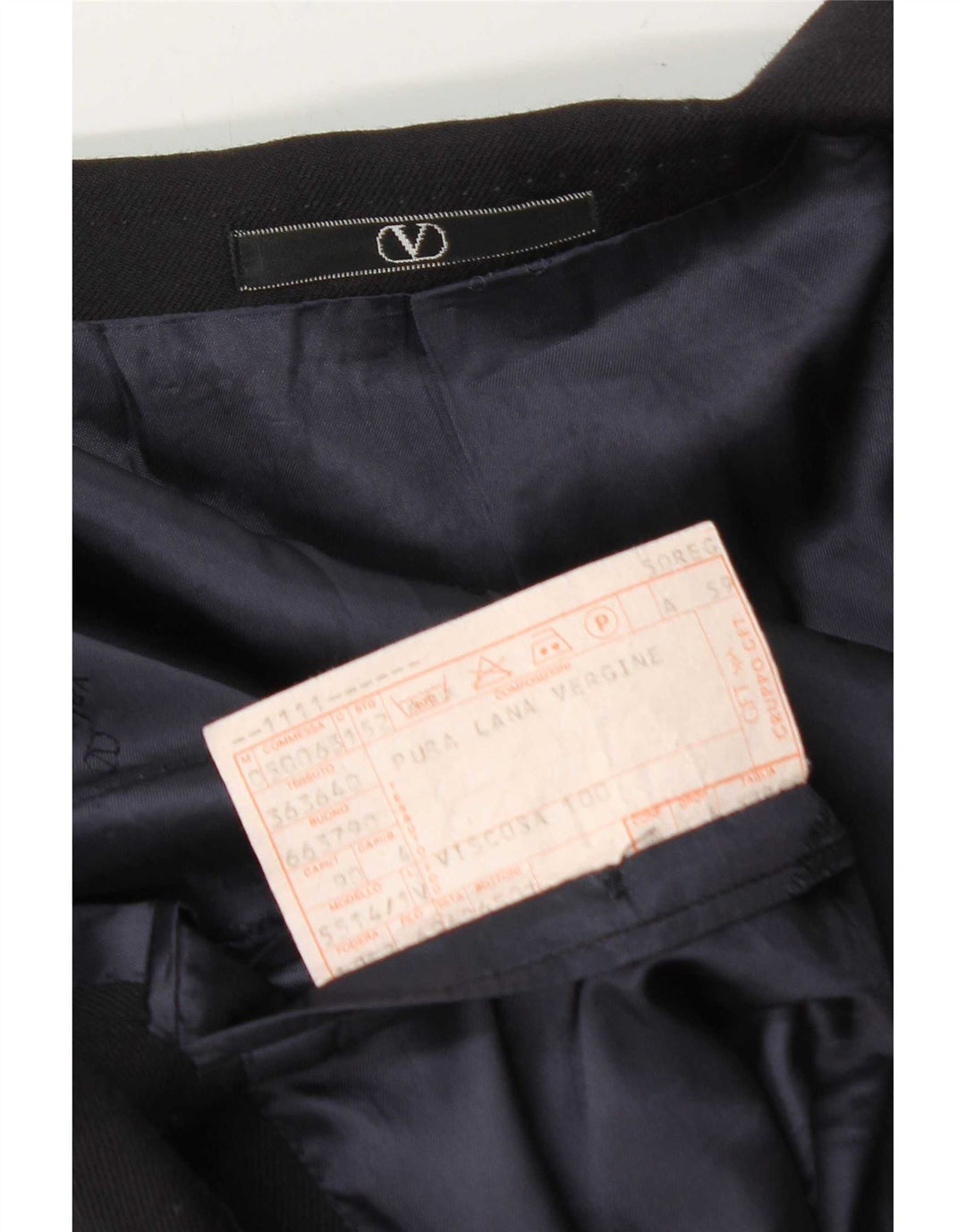 Giacca blazer da uomo a 2 bottoni Valentino IT 50 Large in lana blu navy