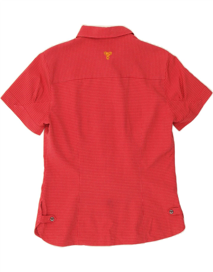 JACK WOLFSKIN Womens Short Sleeve Shirt UK 16 Large Red Check Vintage Jack Wolfskin and Second-Hand Jack Wolfskin from Messina Hembry 