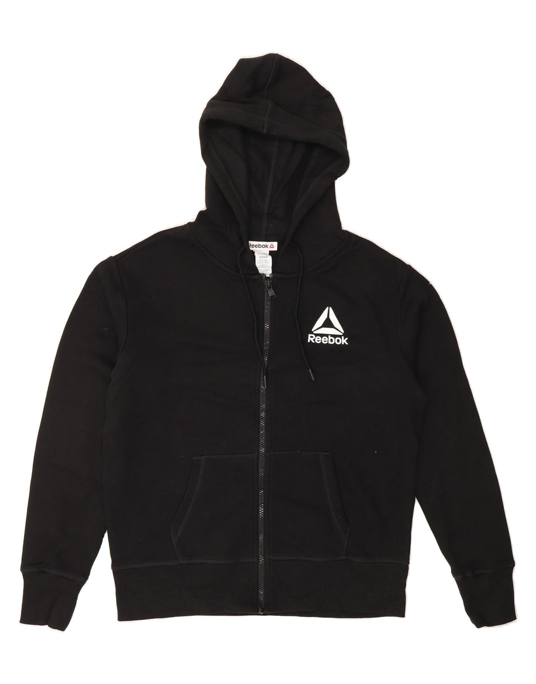 REEBOK Mens Zip Hoodie Sweater Small Black Cotton Vintage Reebok and Second-Hand Reebok from Messina Hembry 