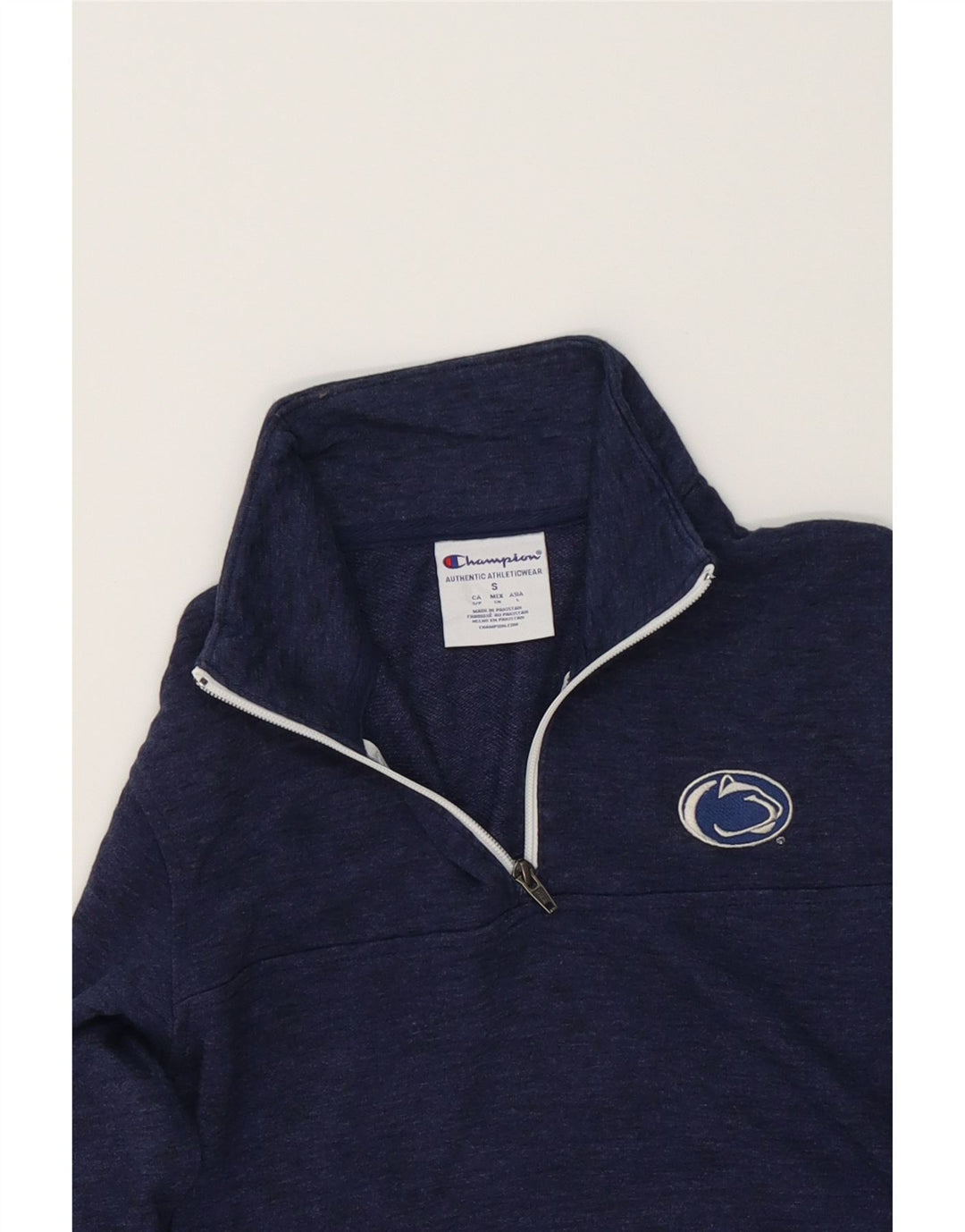 CHAMPION Mens Zip Neck Pullover Tracksuit Top Small Navy Blue Cotton Vintage Champion and Second-Hand Champion from Messina Hembry 