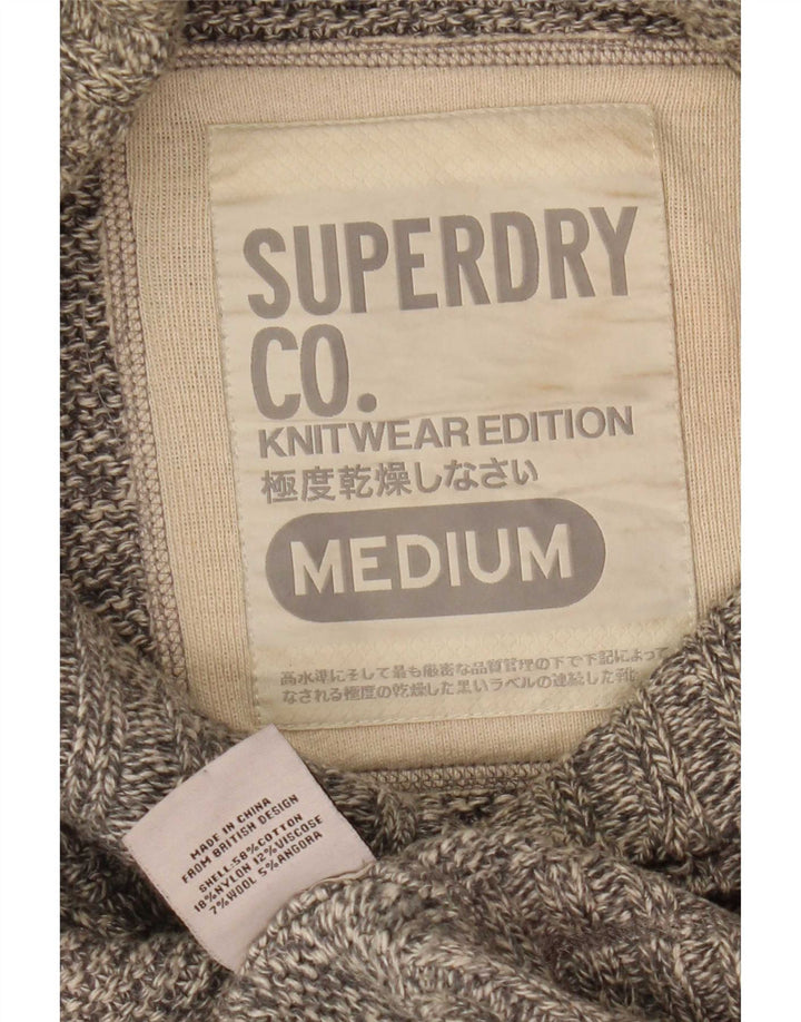 Maglione cardigan da uomo Superdry in cotone grigio medio