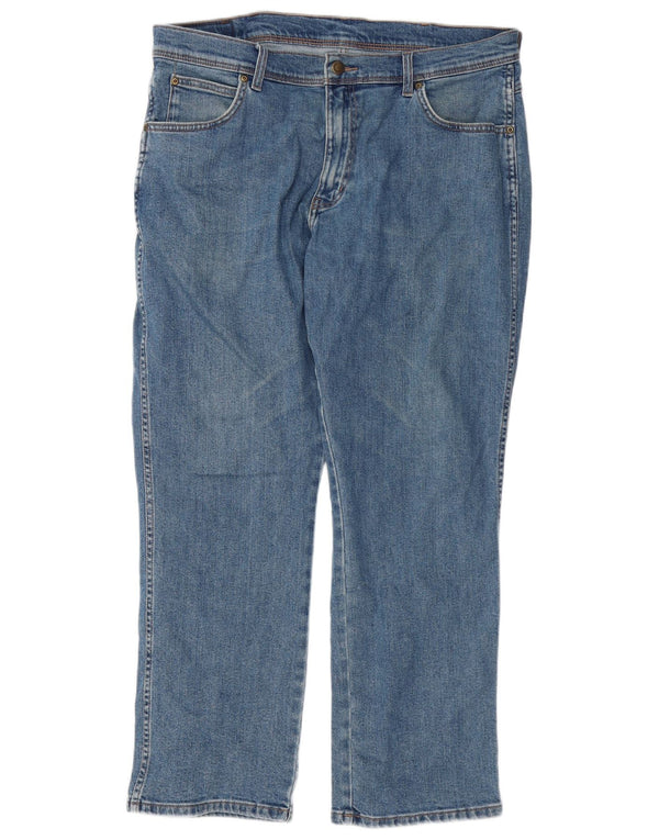Wrangler Mens Regular Fit Straight Jeans W36 L30 Blue Cotton