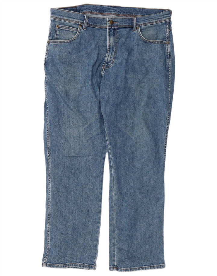 Jeans dritti da uomo Wrangler vestibilità regolare W36 L30 cotone blu