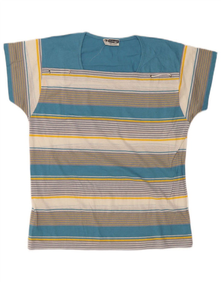 T-shirt oversize da donna Cagi Top UK 14 Cotone a righe multicolore medio