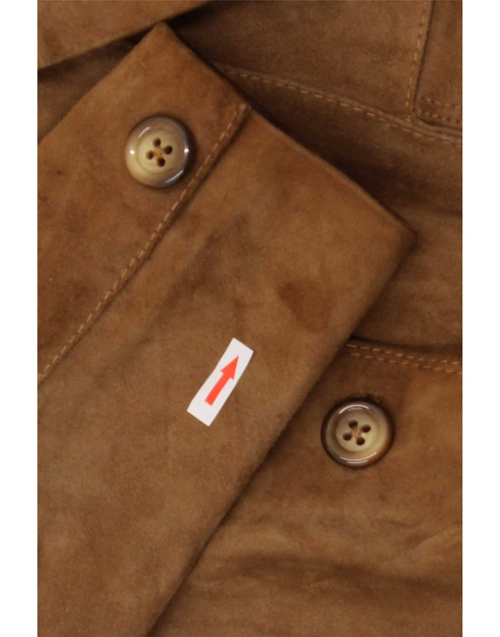 Giacca blazer in pelle scamosciata da donna a 4 bottoni Samar UK 14 Beige medio