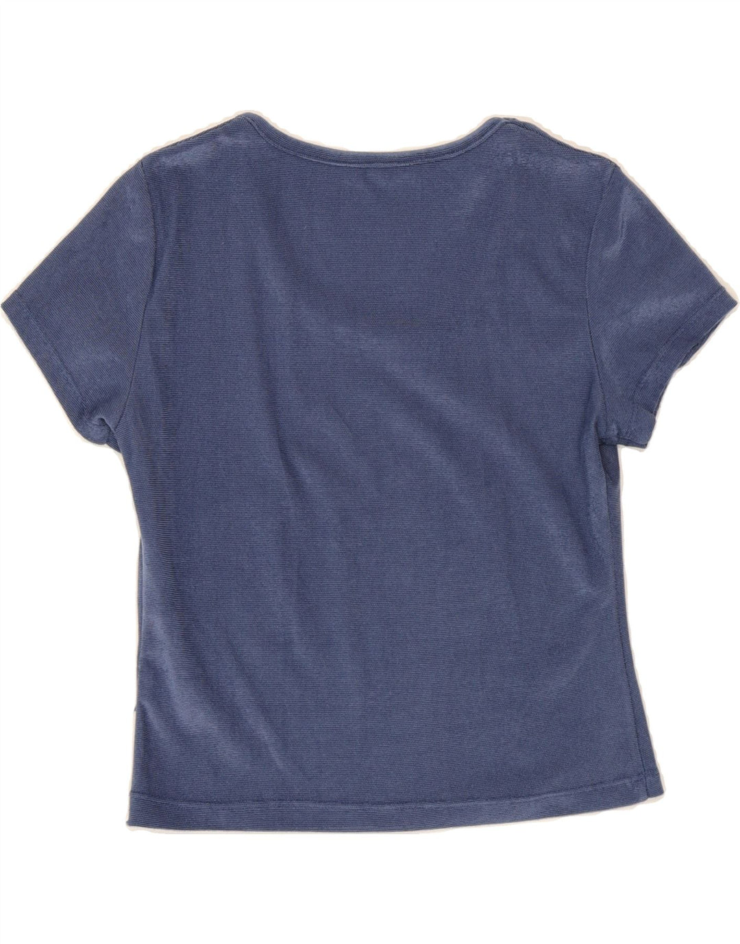 VINTAGE Womens Slim Fit T-Shirt Top UK 12 Medium Blue Polyester Vintage Vintage and Second-Hand Vintage from Messina Hembry 