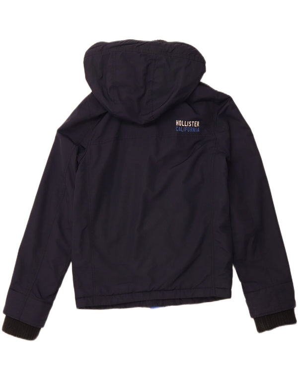 Giacca a vento con cappuccio da donna HOLLISTER UK 10 piccola in nylon blu navy