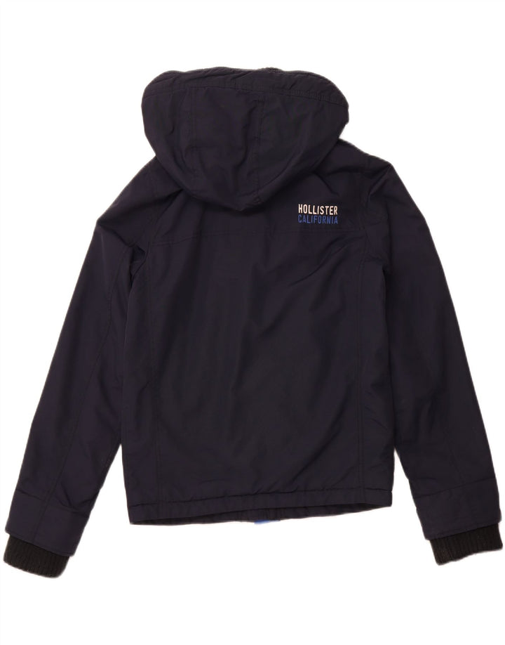 Giacca a vento con cappuccio da donna HOLLISTER UK 10 piccola in nylon blu navy