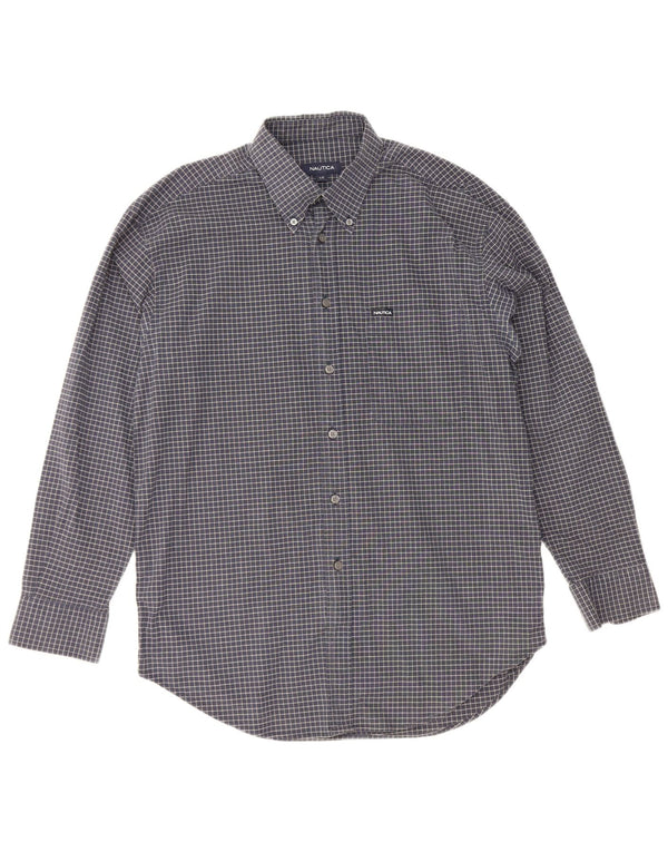 Camicia da uomo Nautica Large in cotone a quadri blu navy