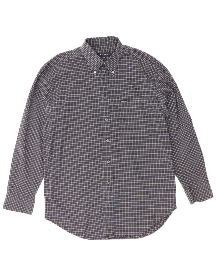 Camicia da uomo Nautica Large in cotone a quadri blu navy