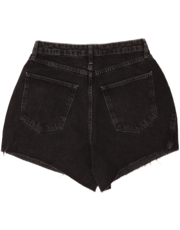 Pantaloncini di jeans da donna Topshop UK 10 piccoli W28 cotone nero