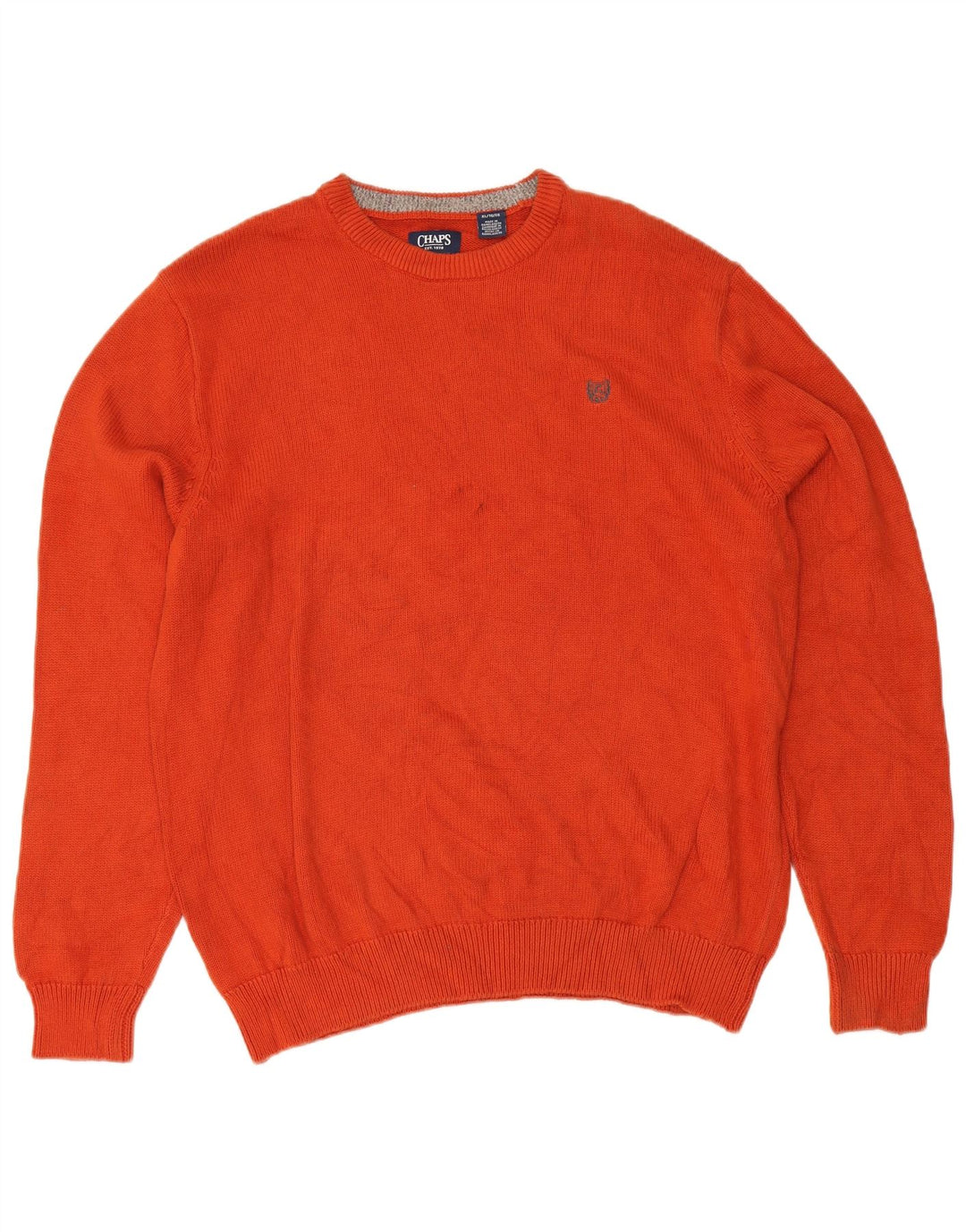 Maglione maglione girocollo da uomo Chaps XL in cotone arancione