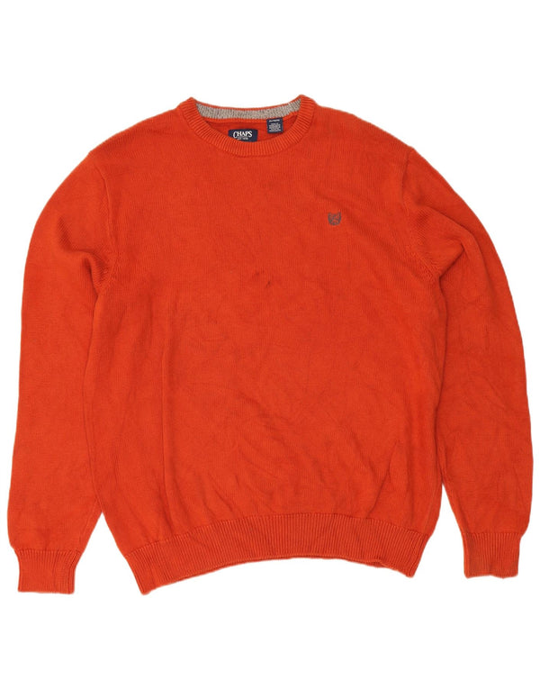 Maglione maglione girocollo da uomo Chaps XL in cotone arancione