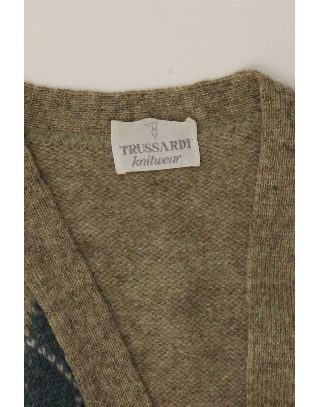 Maglione cardigan da uomo Trussardi grande kaki a rombi/diamante