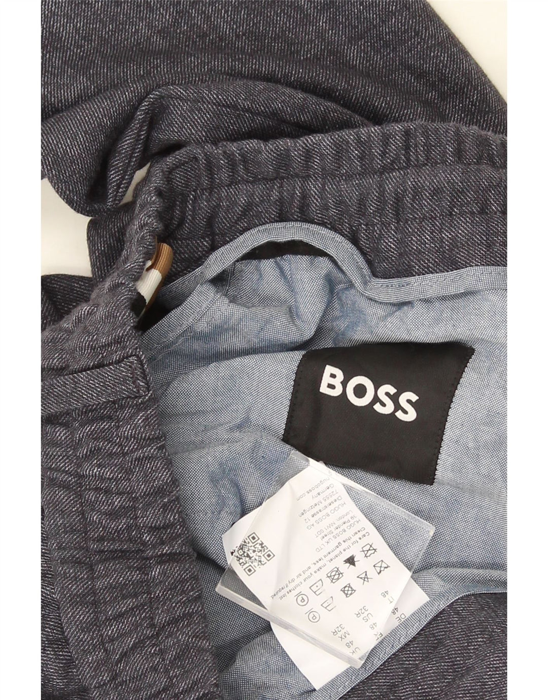 Pantaloni chino affusolati da uomo HUGO BOSS IT 48 medio W32 L30 poliestere grigio